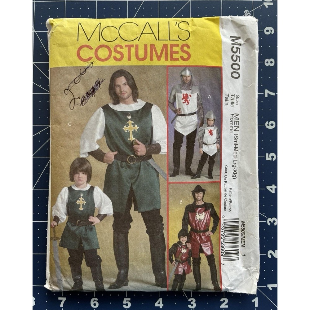 McCall's Pattern Men's Knight Prince Samurai Costume S - XL Uncut. **READ